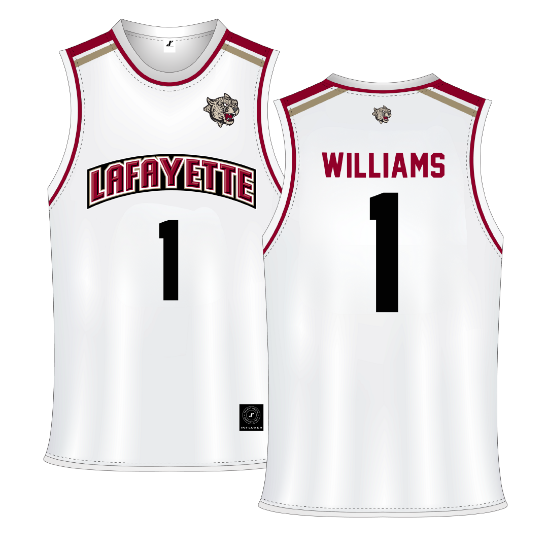 Lafayette College White Basketball Jersey - #1 Caleb Williams