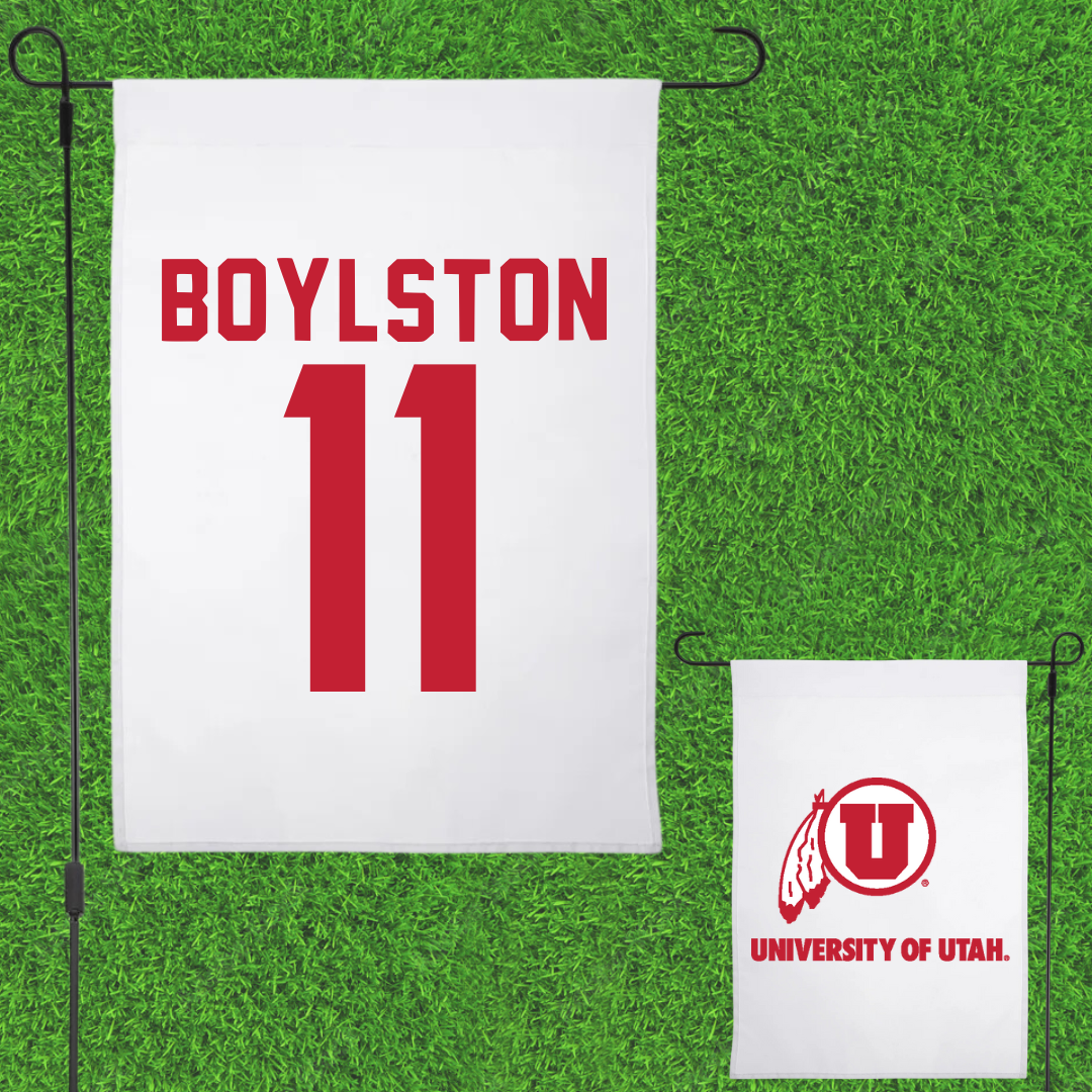 University of Utah Lacrosse White Garden Flag - #11 Joey Boylston