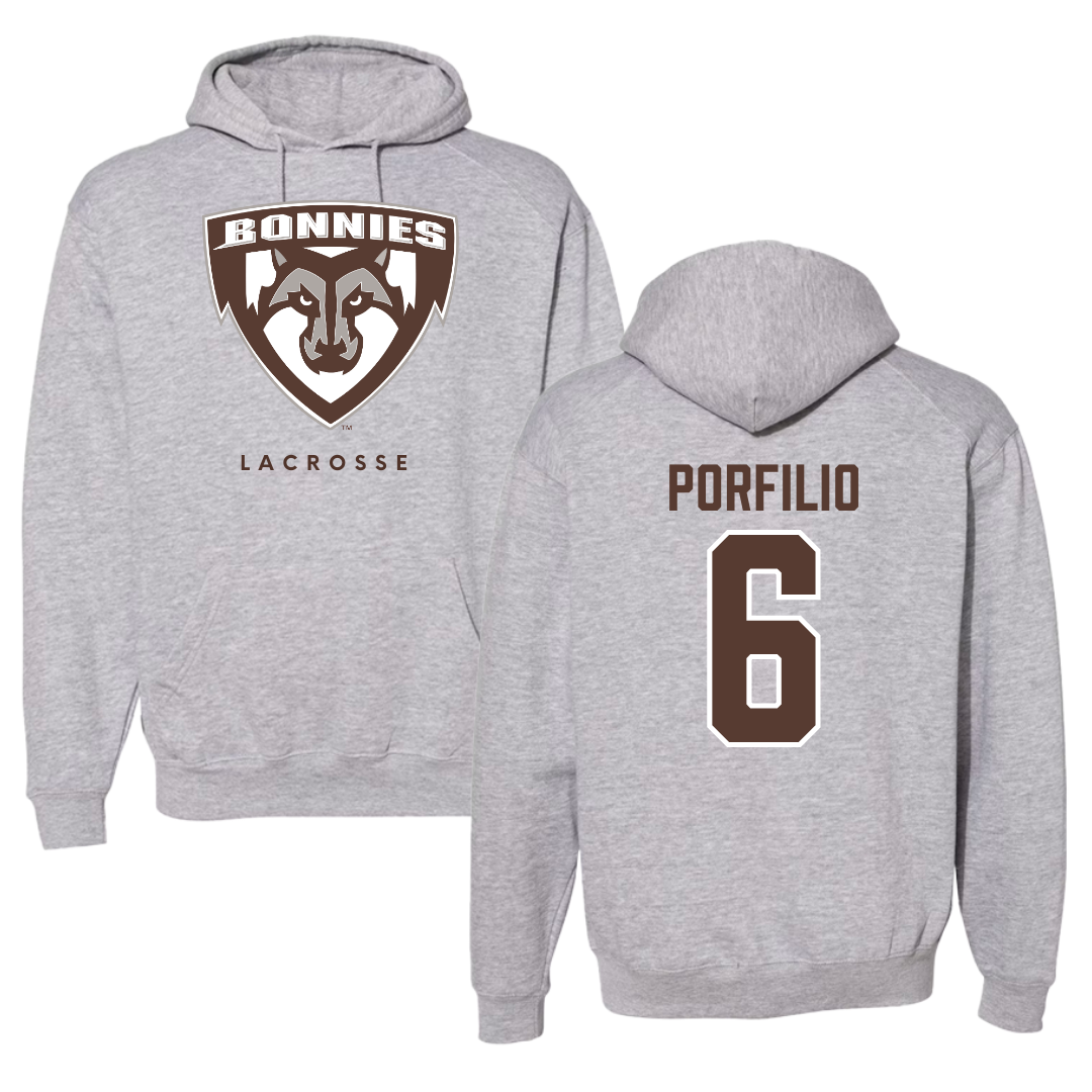 St. Bonaventure University Lacrosse Gray Hoodie - #6 Nick Porfilio