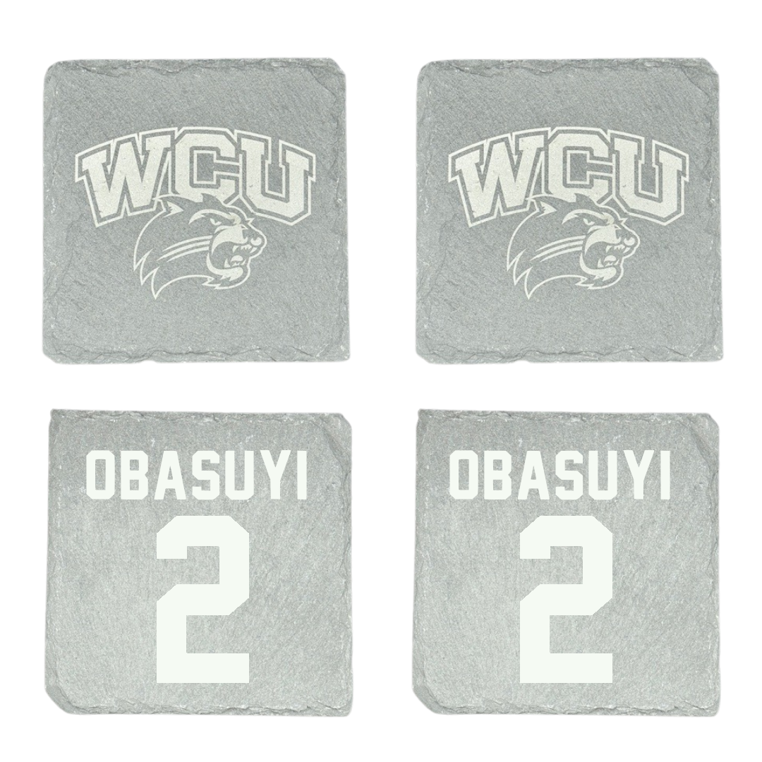 Western Carolina University Basketball Stone Coaster (4 Pack)  - #2 Kehinde Obasuyi