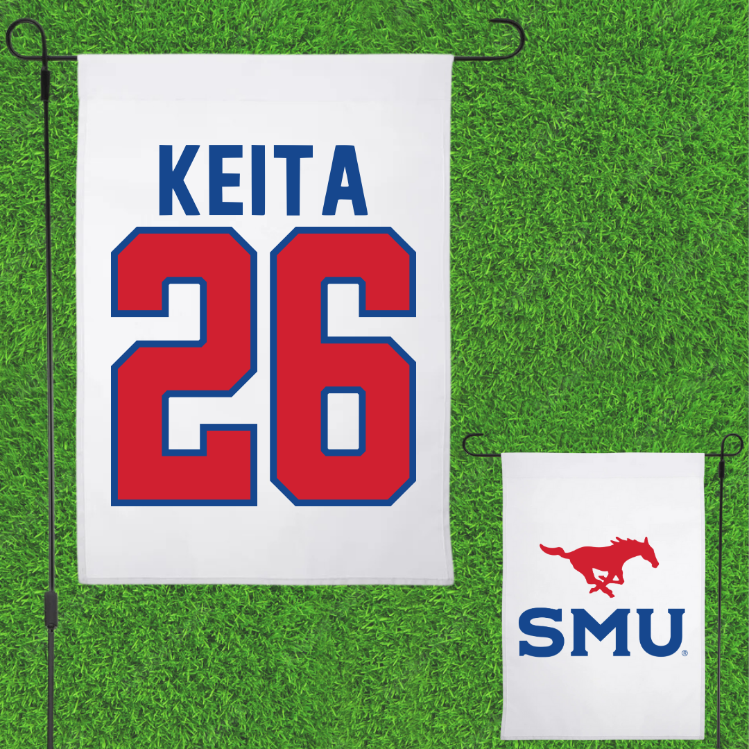 Southern Methodist University Soccer White Garden Flag - #26 Ibrahim Keita