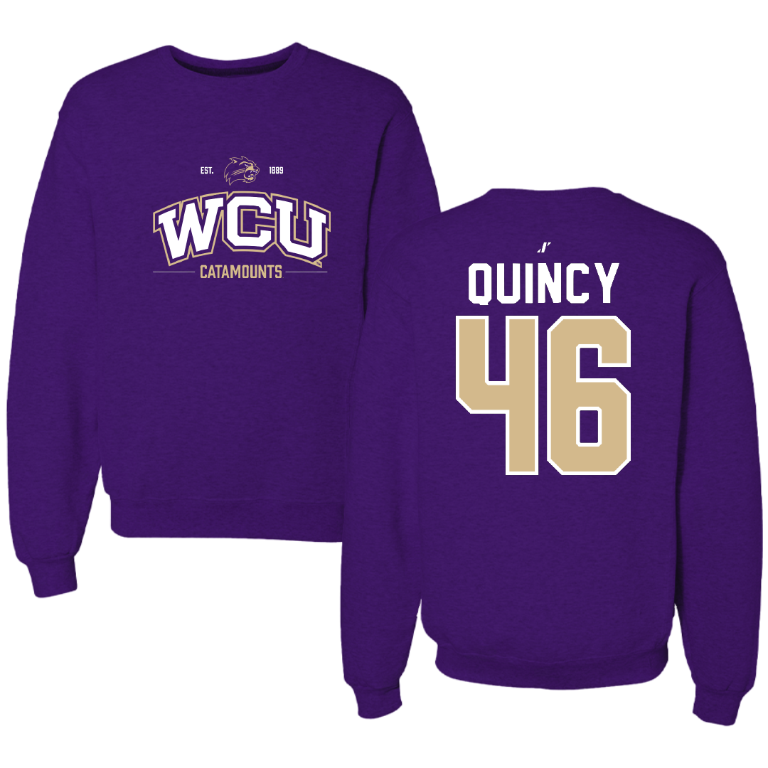 Western Carolina University Baseball Purple General Crewneck - #46 Adam Quincy