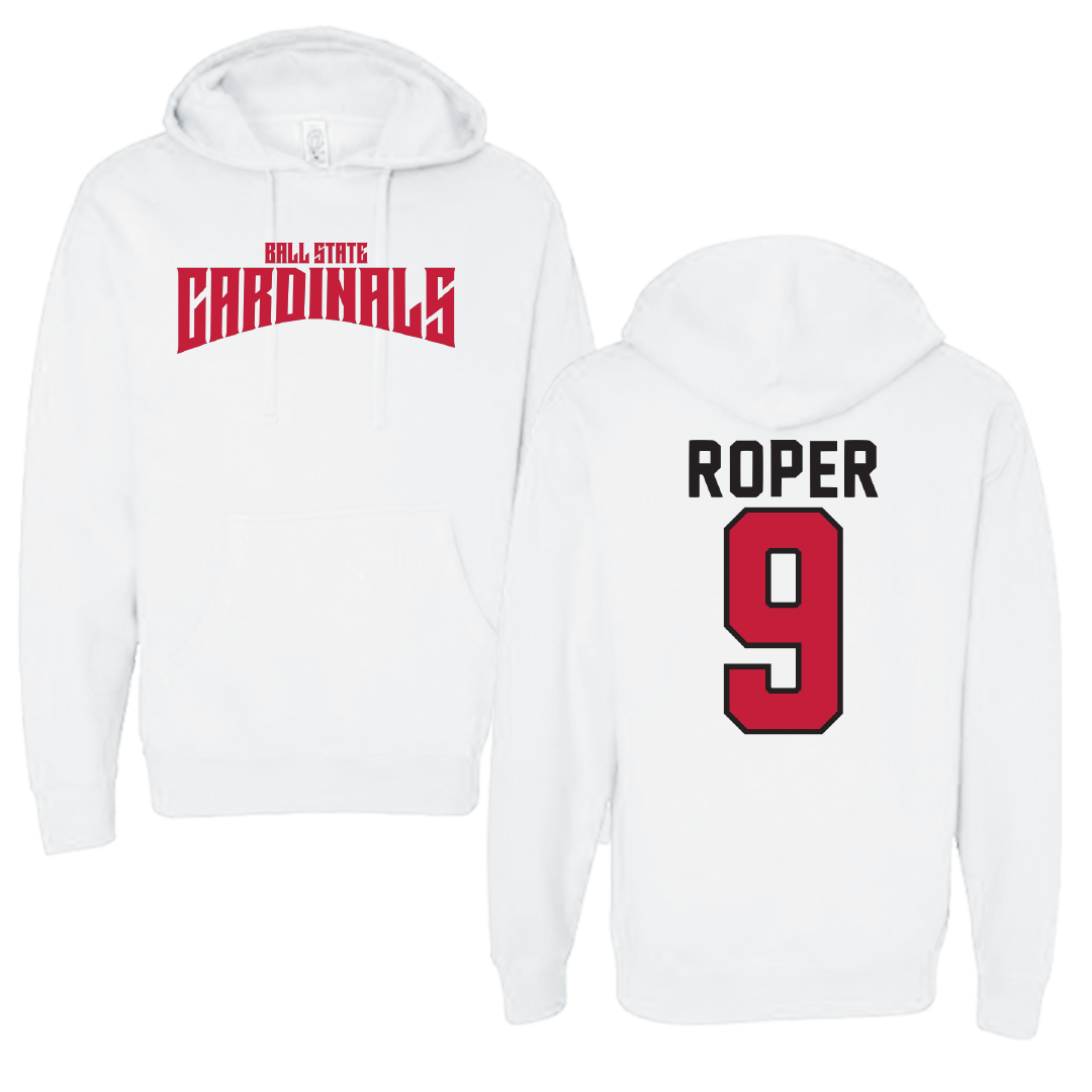 Ball State University Soccer White Classic Hoodie - #9 Emily Roper