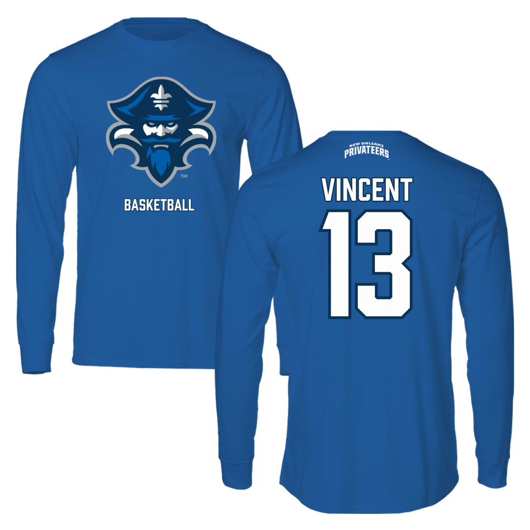 University of New Orleans Basketball Blue Performance Long Sleeve - #13 Jamond Vincent