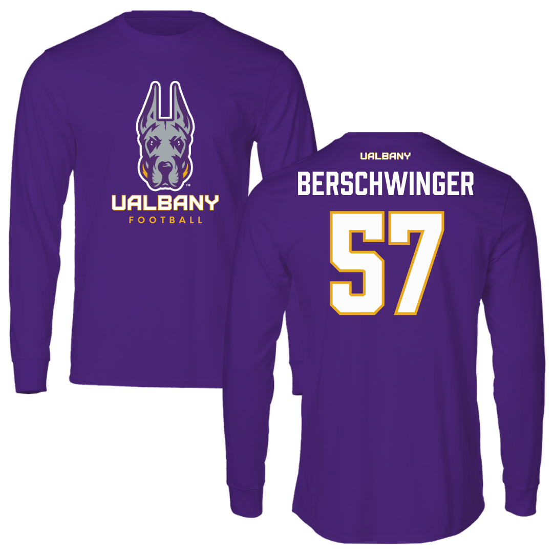 University at Albany Football Purple Mascot Long Sleeve - #57 Troy Berschwinger
