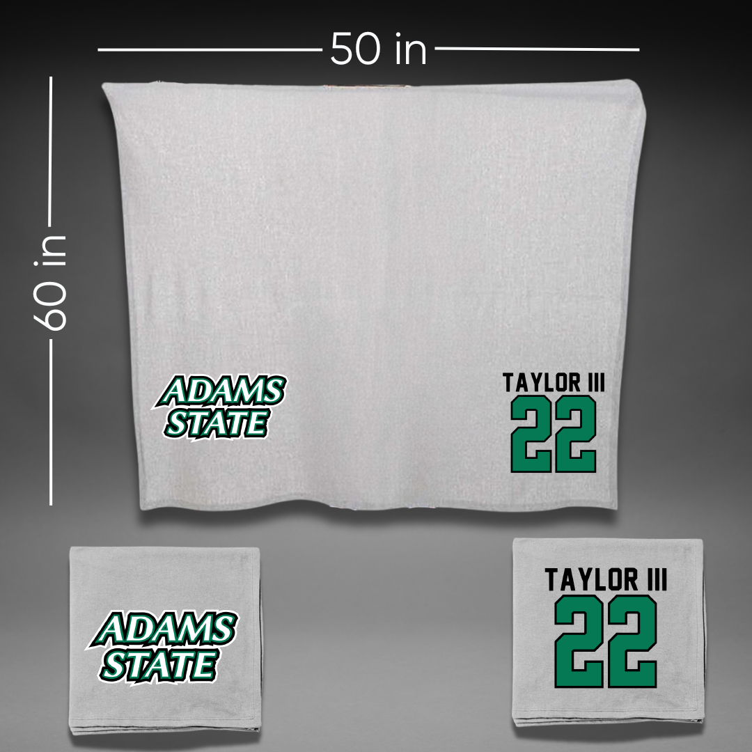 Adams State University Football Gray Blanket - #22 Dervin Taylor III
