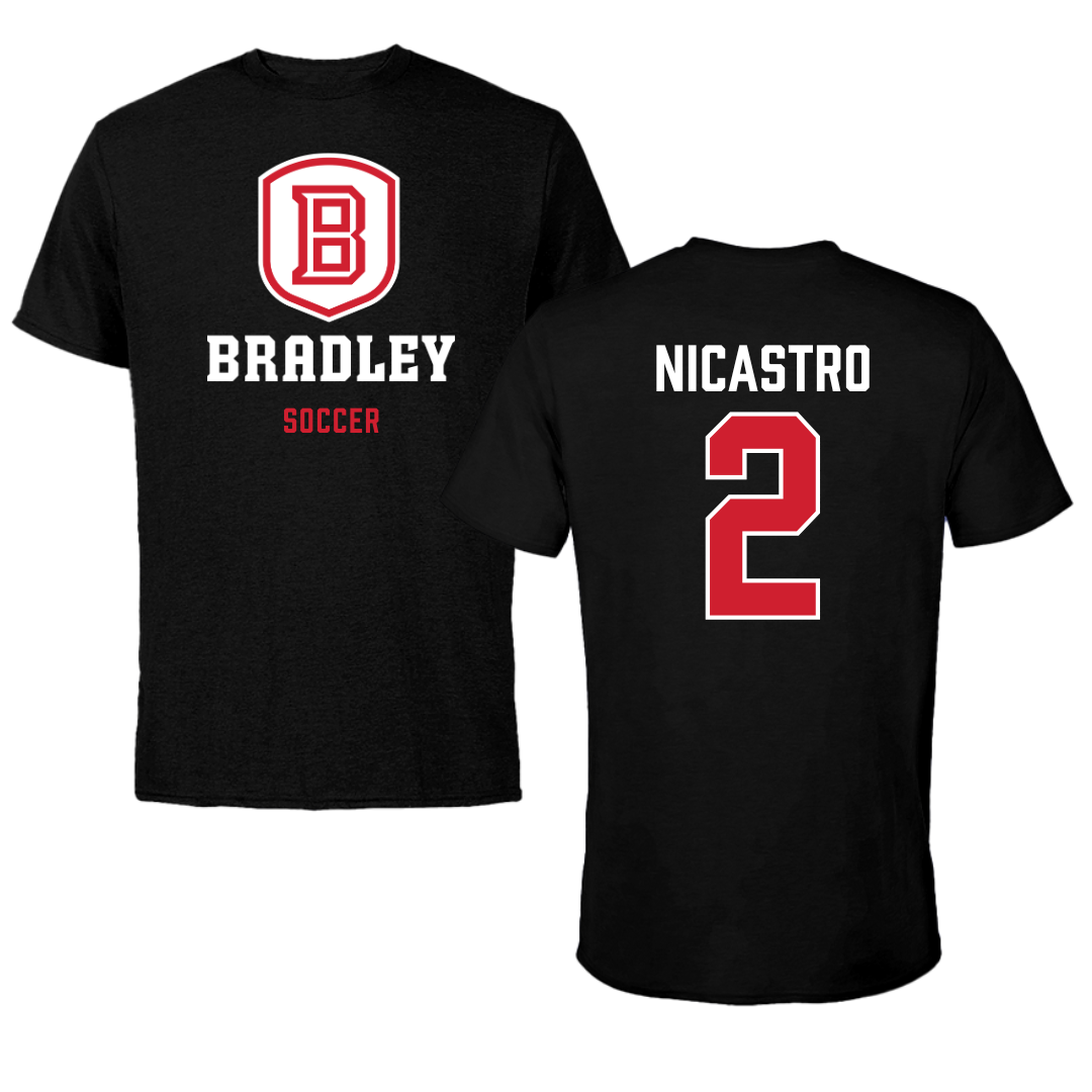 Bradley University Soccer Black Block Performance Tee - #2 Alex Nicastro