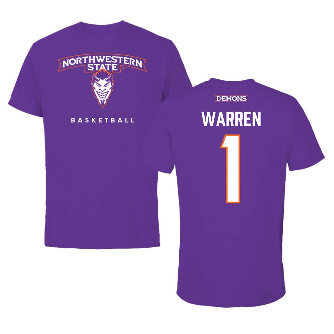 Northwestern State University Basketball Purple Mascot Performance Tee - #1 JT Warren