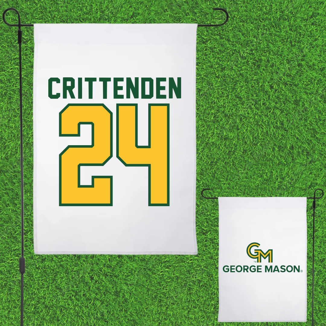 George Mason University Soccer White Garden Flag - #24 Davis Crittenden