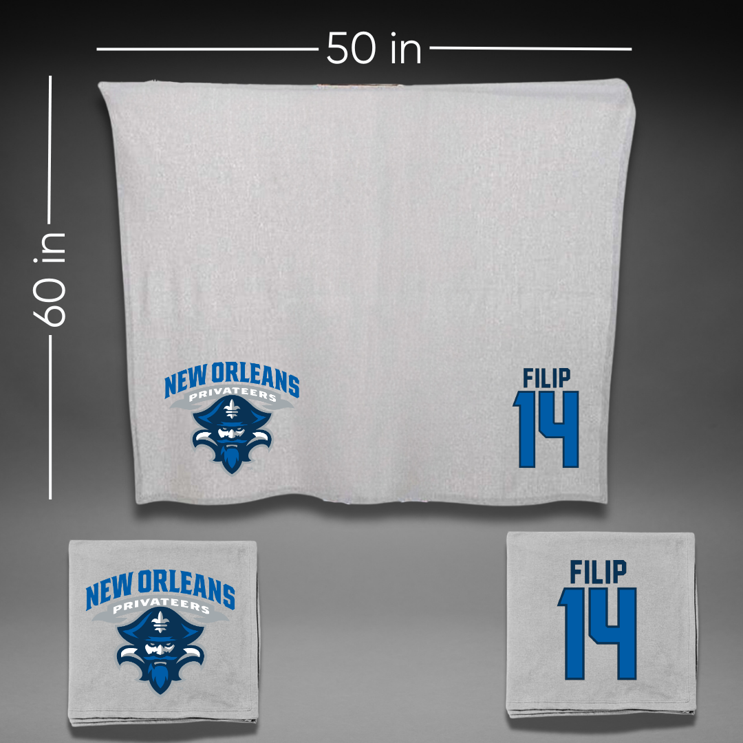 University of New Orleans Volleyball Gray Blanket - #14 Ola Filip