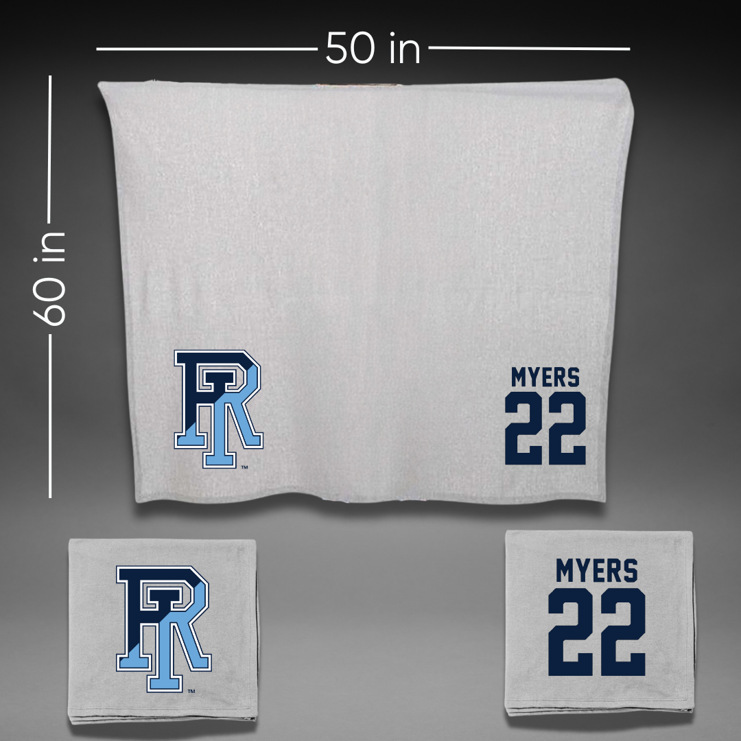 University of Rhode Island Lacrosse Gray Blanket - #22 Brinley Myers