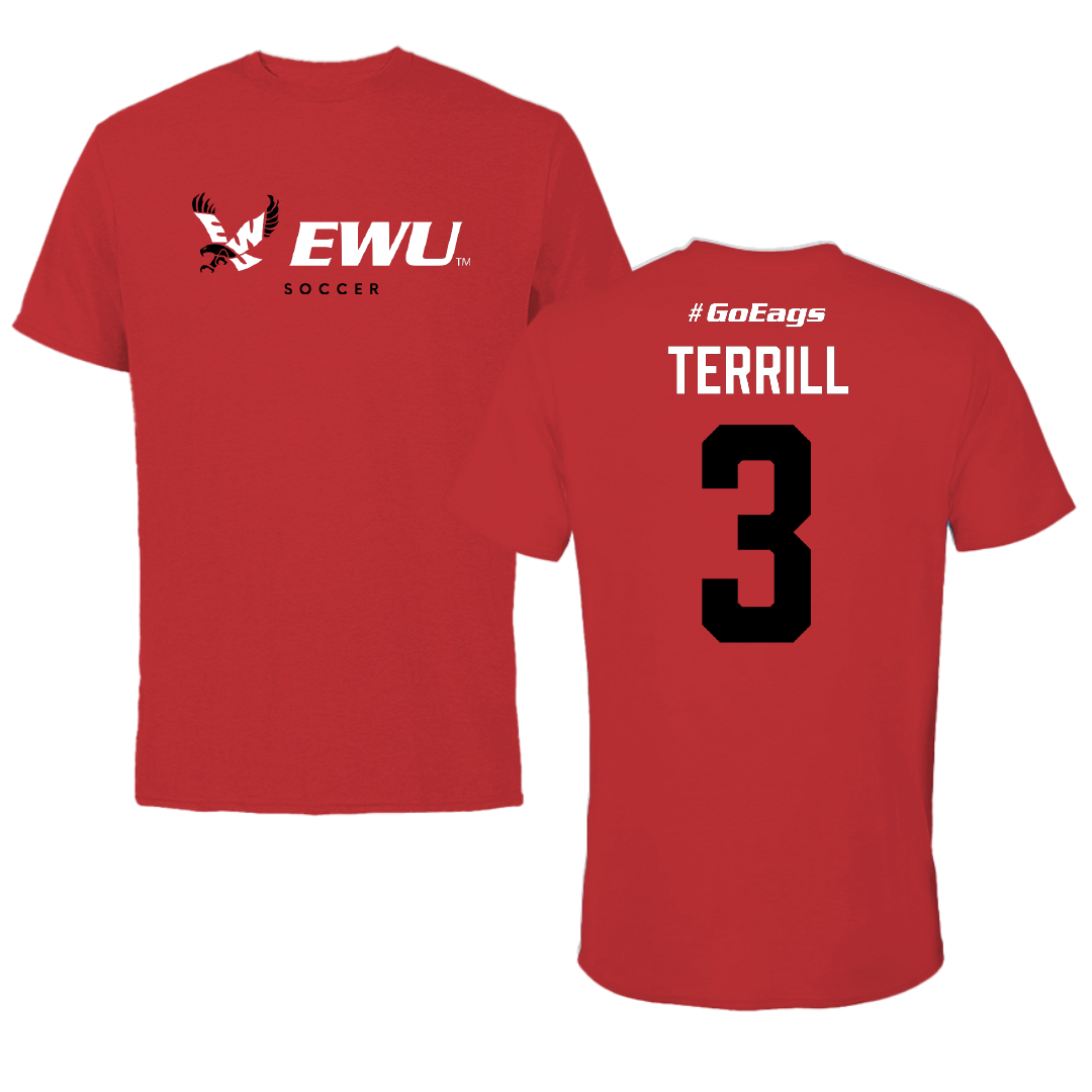 Eastern Washington University Soccer Red Block Performance Tee - #3 Grace Terrill