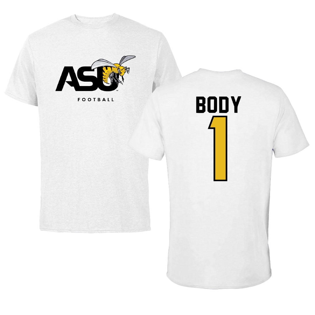 Alabama State University Football White ASU Performance Tee - #1 Andrew Body