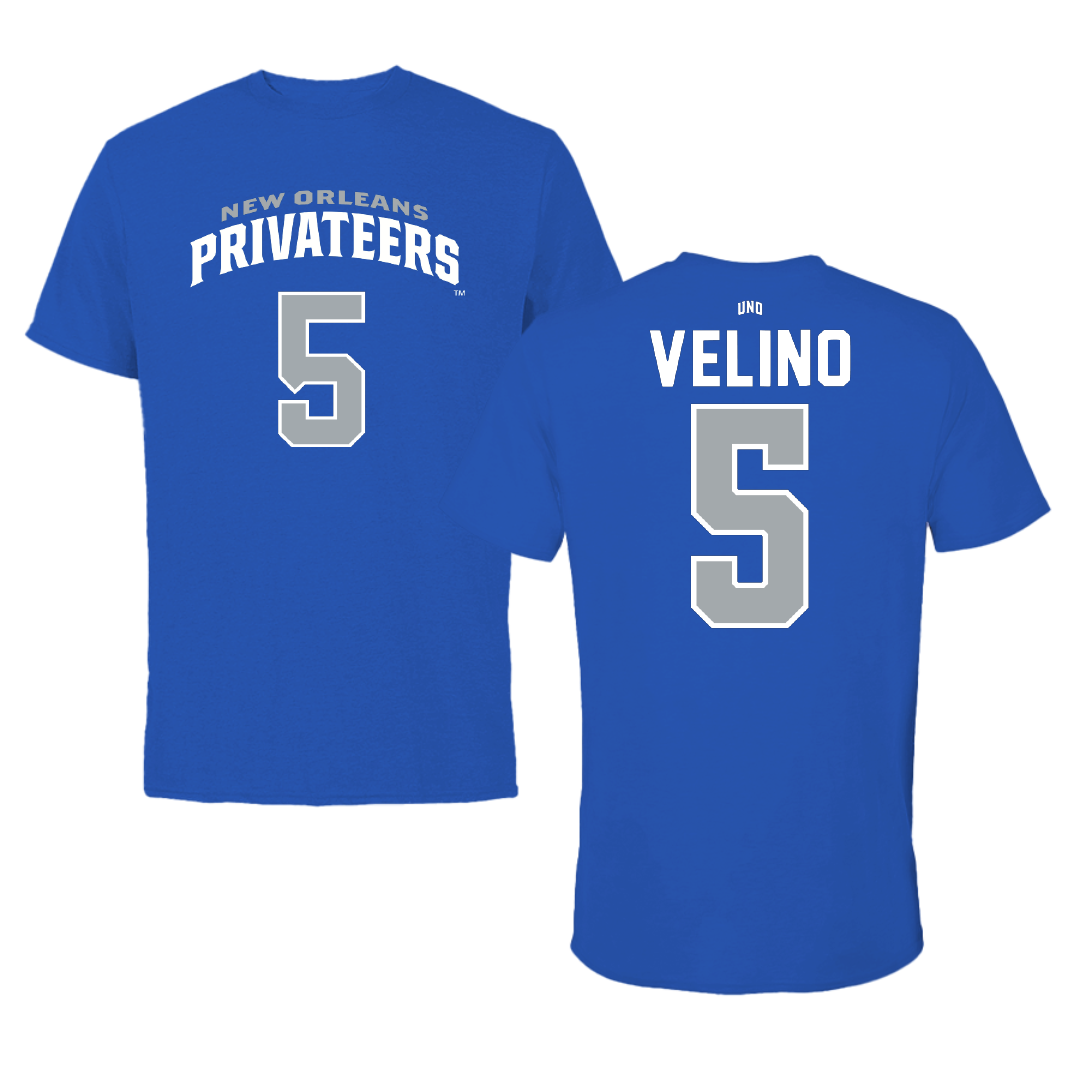 University of New Orleans Baseball Blue Jersey Tee - #5 Tyler Velino