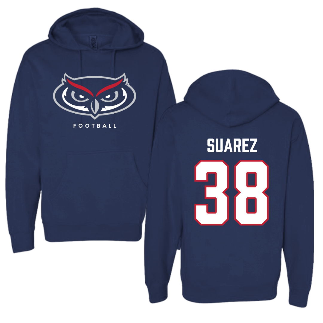 Florida Atlantic University Football Navy Mascot Hoodie - #38 Morgan Suarez
