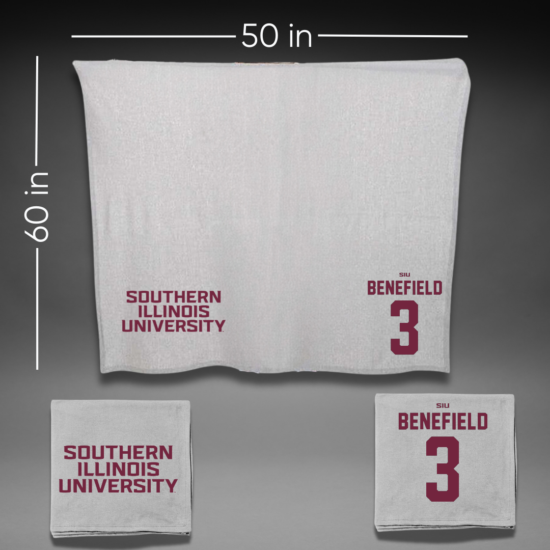 Southern Illinois University at Carbondale Football Gray Blanket - #3 Jaelin Benefield