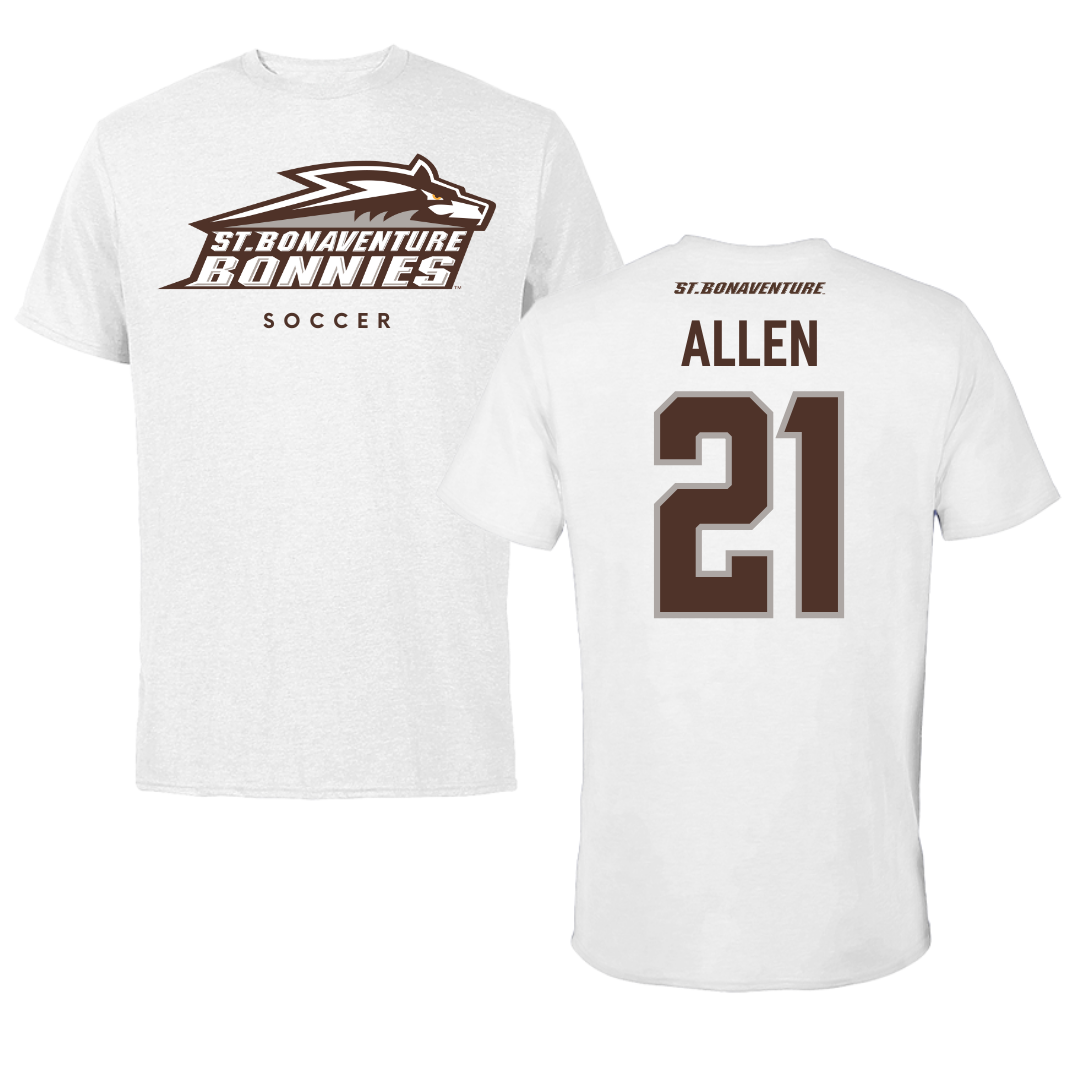 St. Bonaventure University Soccer White Tee - #21 Olivia Allen