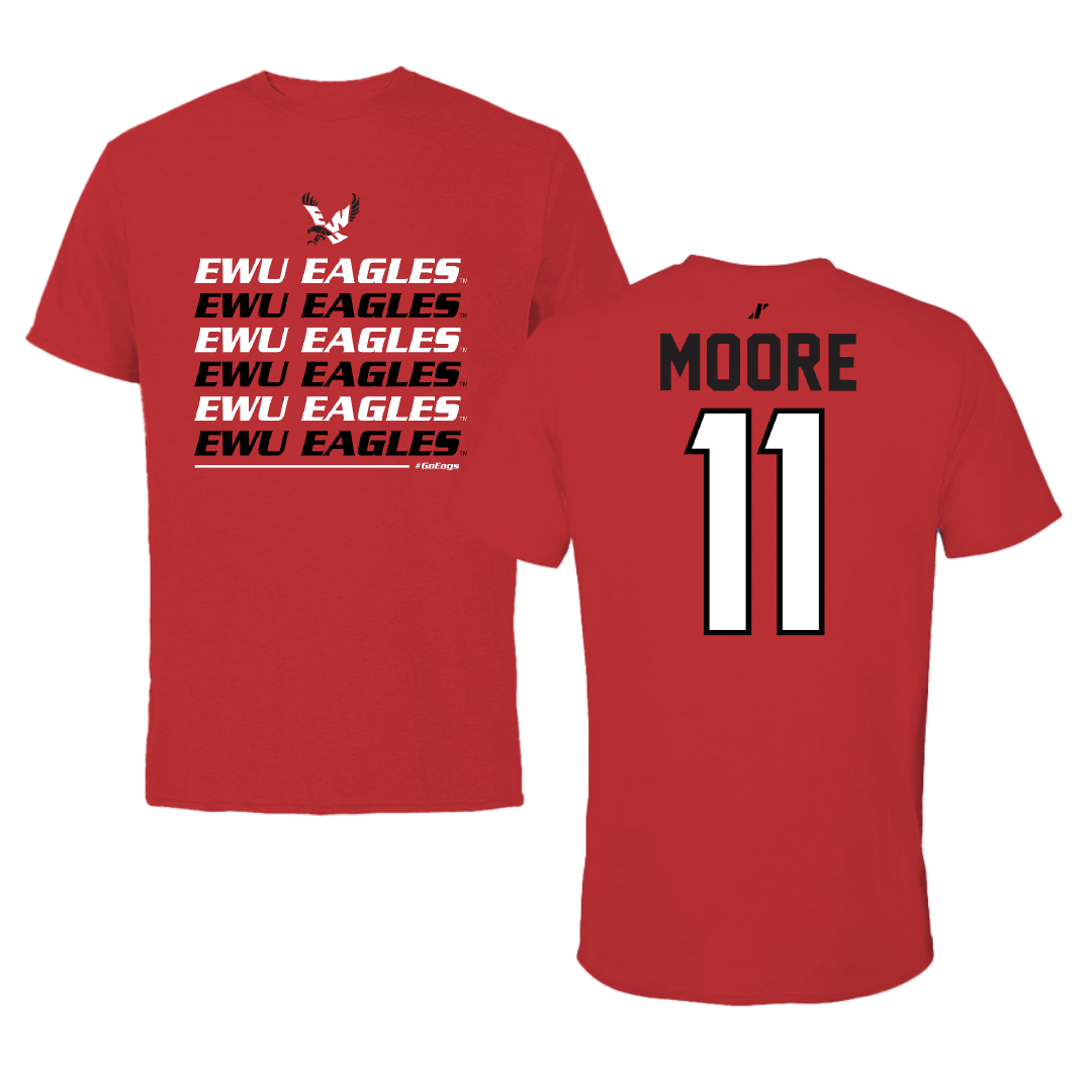 Eastern Washington University Soccer Red General Performance Tee - #11 Kendall Moore