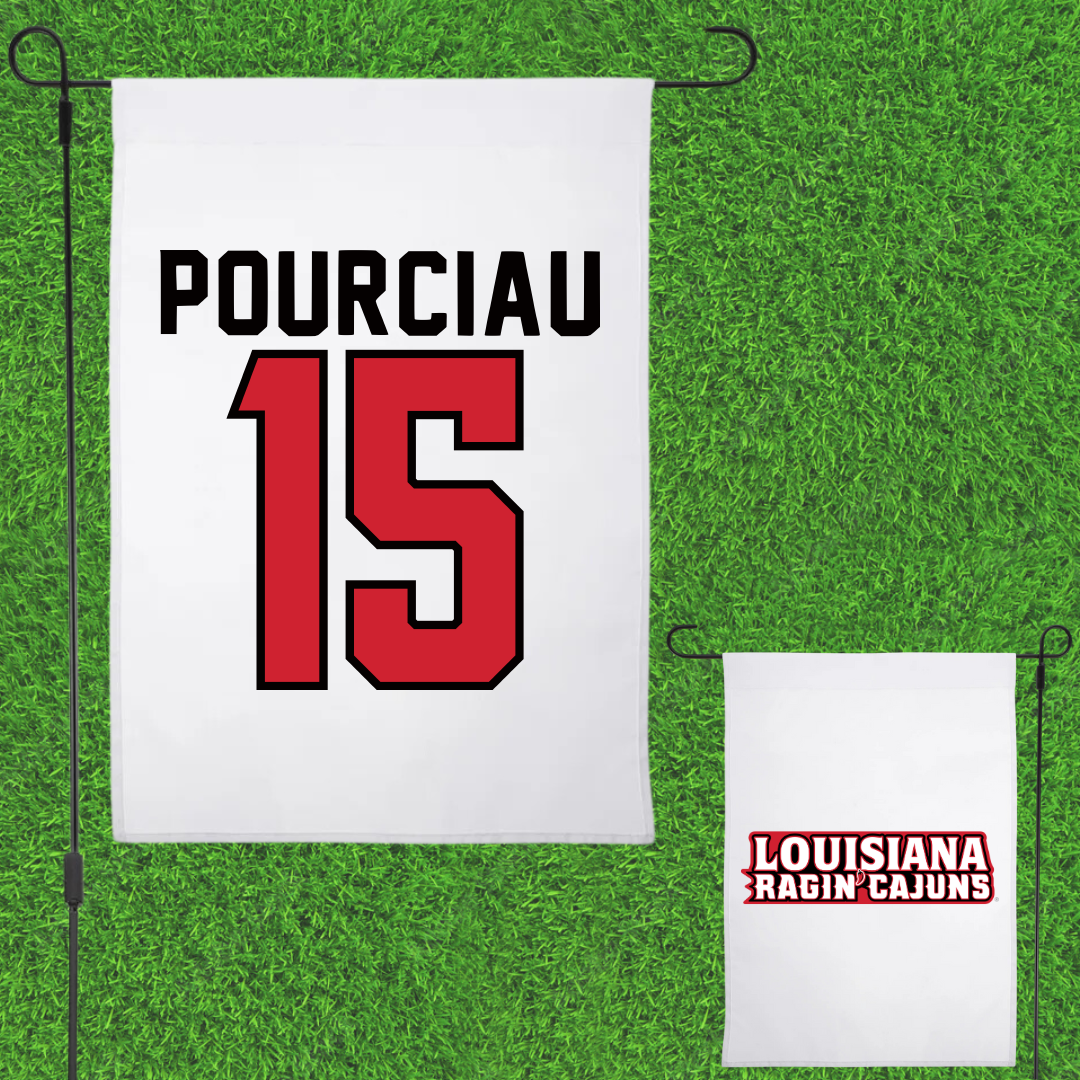 University of Louisiana at Lafayette Baseball White Garden Flag - #15 Clayton Pourciau