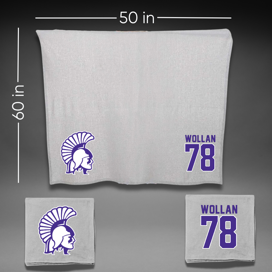 Winona State University Football Gray Blanket - #78 Garit Wollan