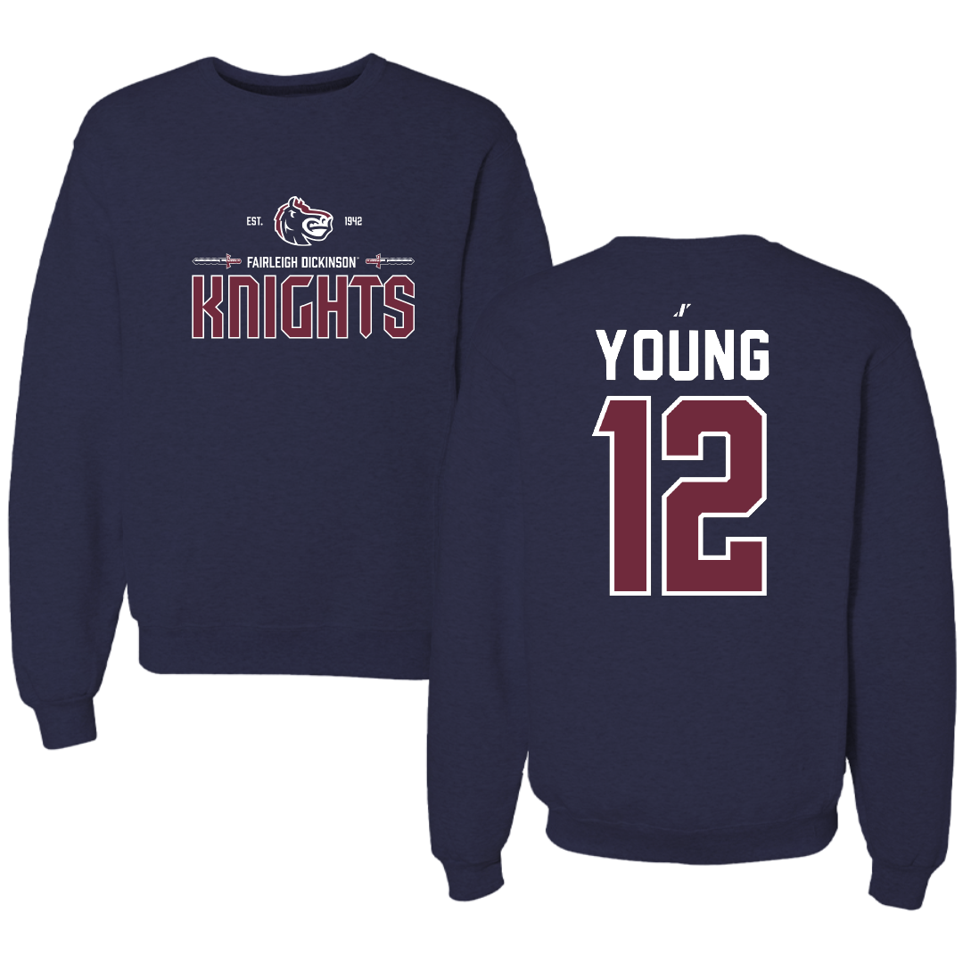 Fairleigh Dickinson University-Metropolitan Campus Volleyball Navy General Crewneck - #12 Ethan Young