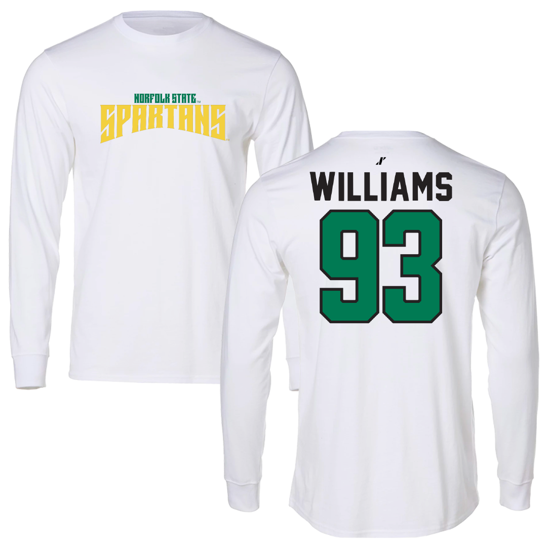 Norfolk State University Football White Classic Performance Long Sleeve - #93 Jaylen Williams