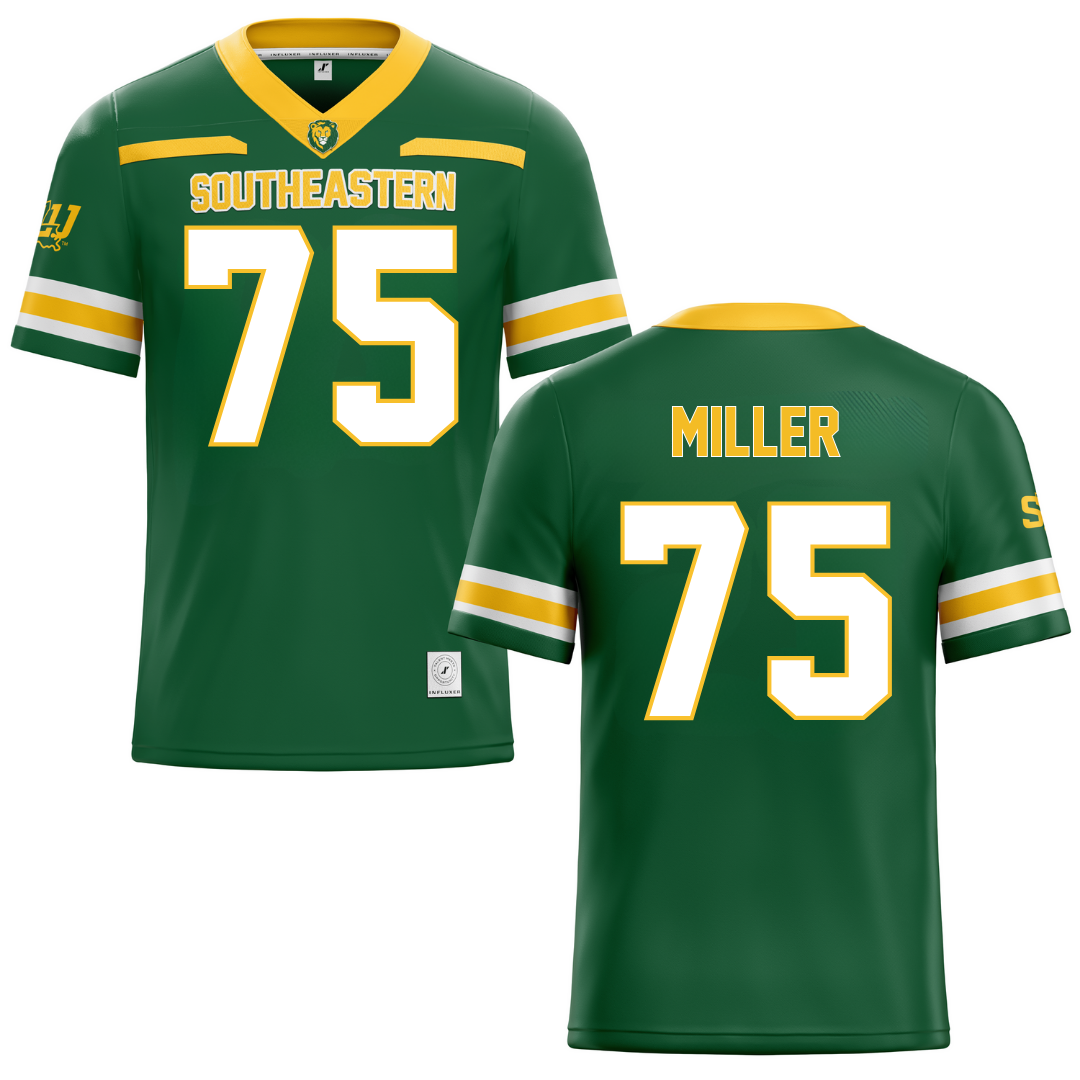 Southeastern Louisiana University Green Football Jersey - #75 Blakeley Miller