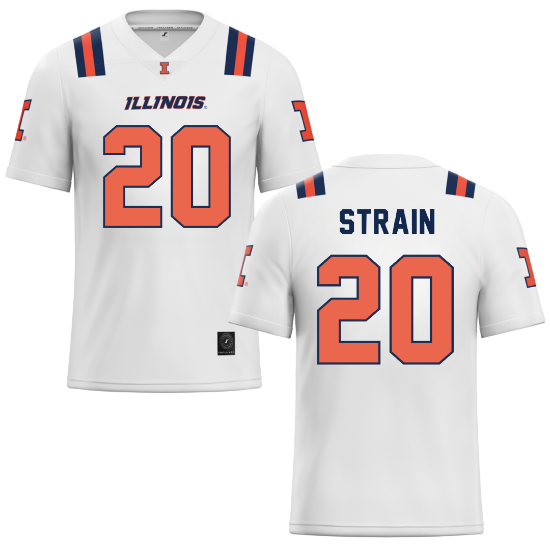 University of Illinois White Football Jersey - #20 Tyler Strain