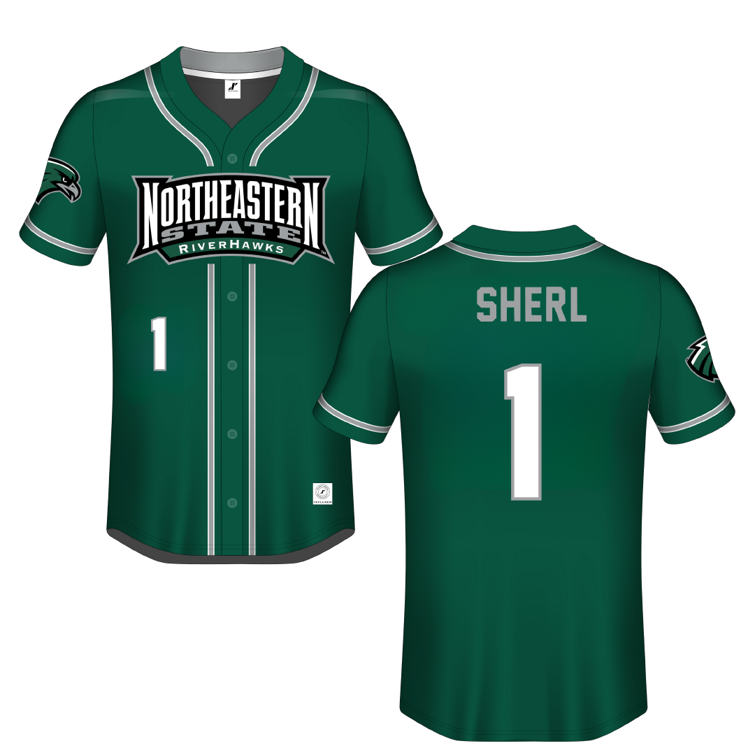 Northeastern State University Green Button-Down Jersey - Gannon Sherl