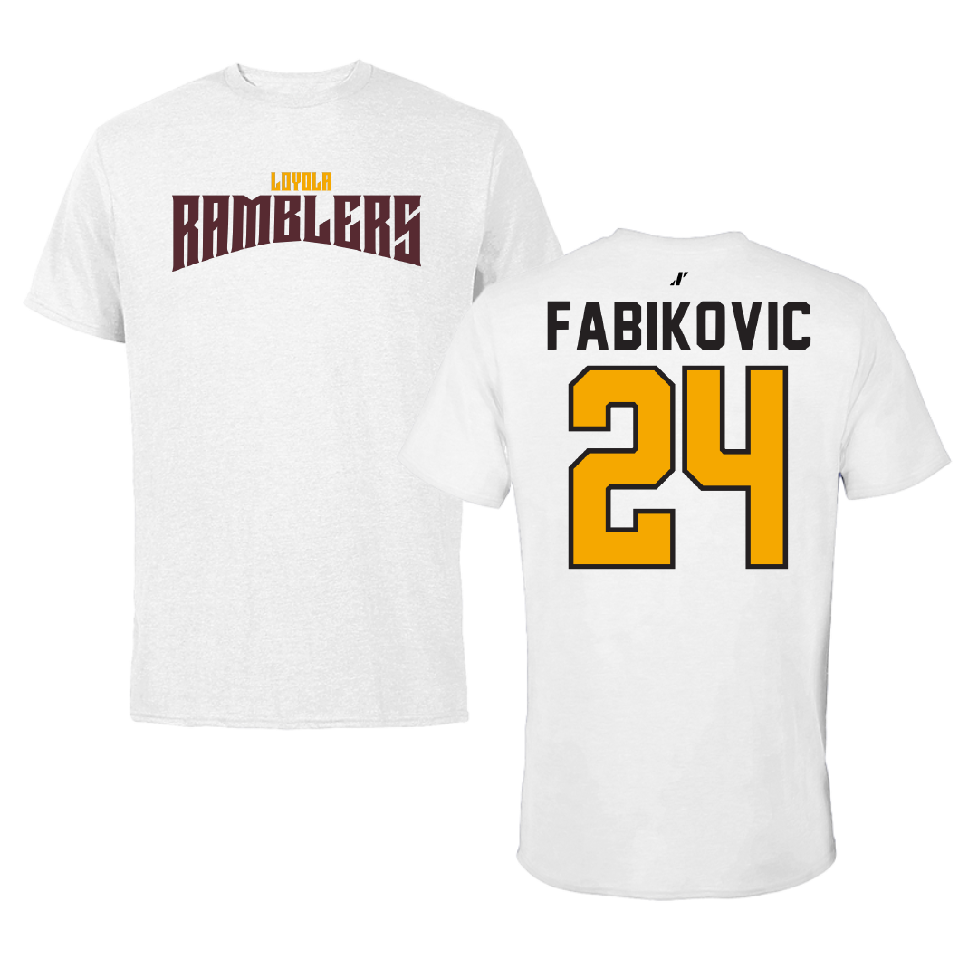 Loyola University-Chicago Volleyball White Classic Performance Tee - #24 Daniel Fabikovic