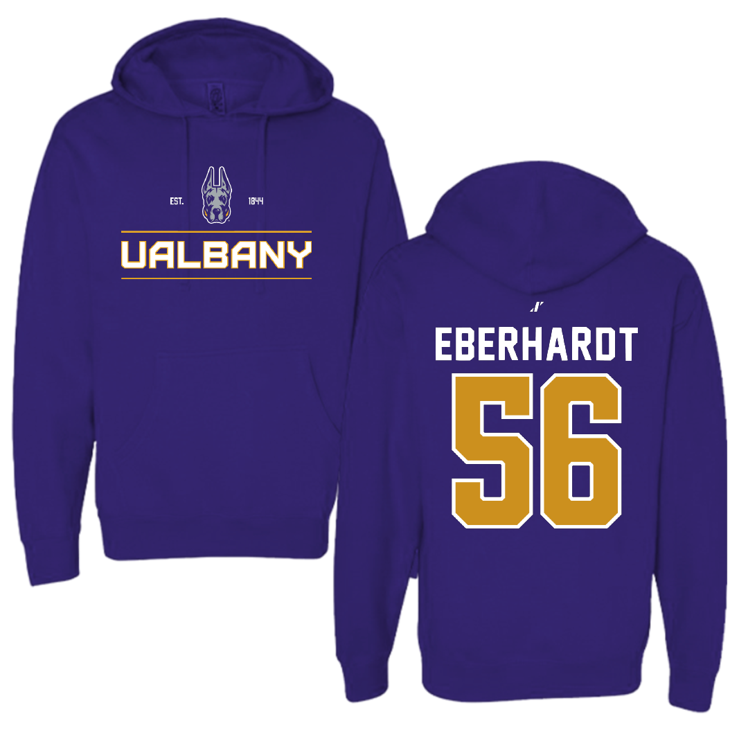 University at Albany Football Purple General Hoodie - #56 Neco Eberhardt