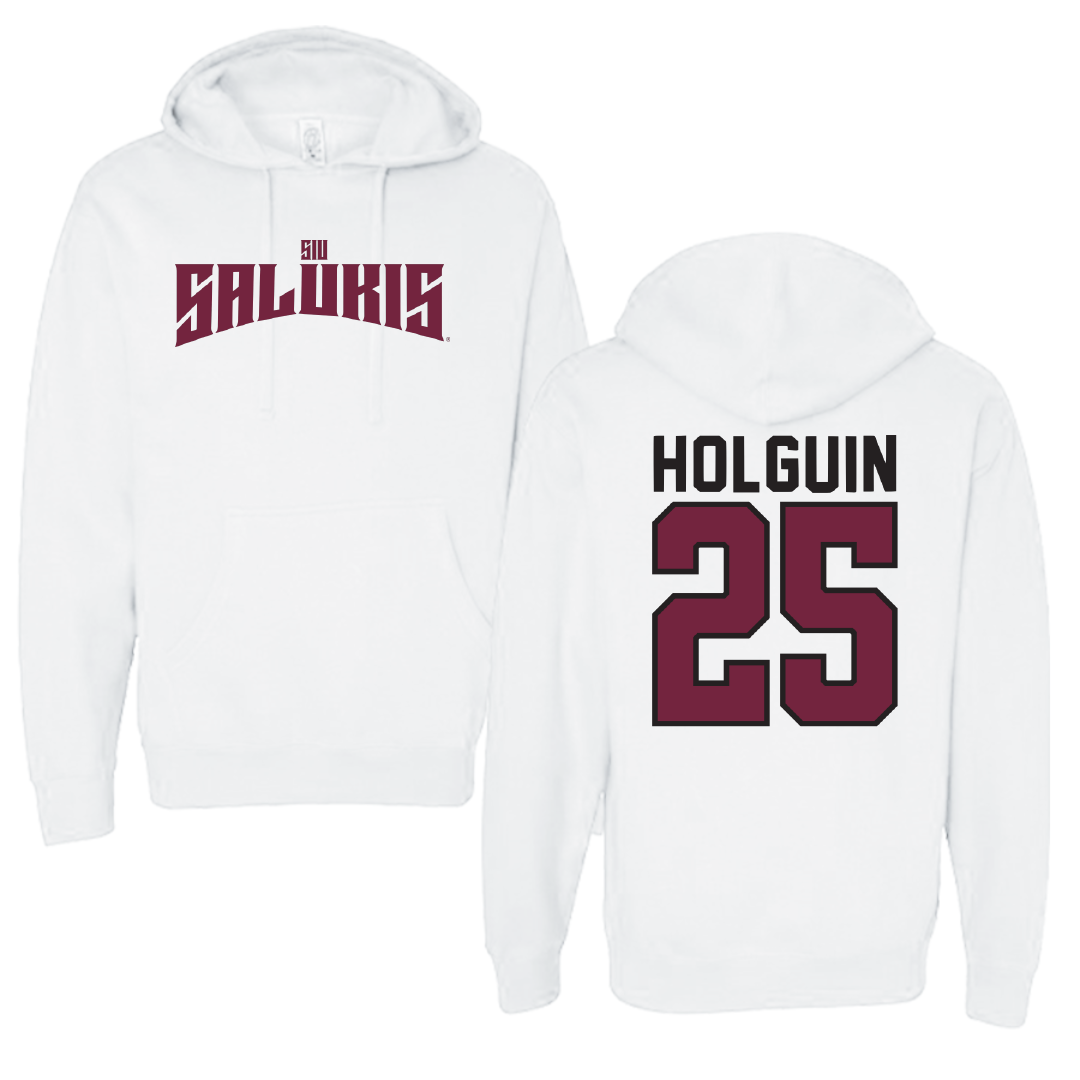 Southern Illinois University at Carbondale Baseball White Classic Hoodie - #25 Al Holguin