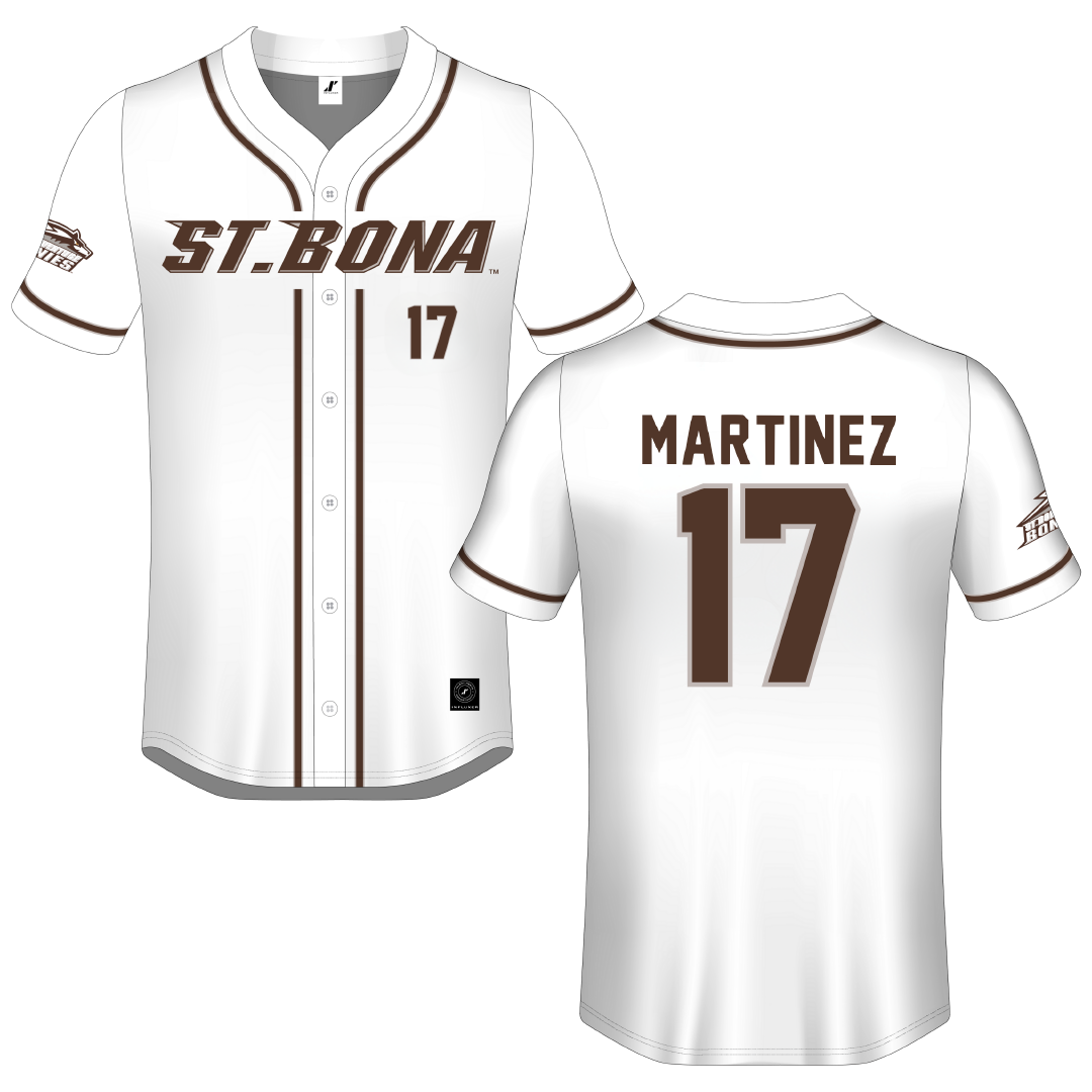 St. Bonaventure University White Button-Down Jersey - #17 Bryana Martinez