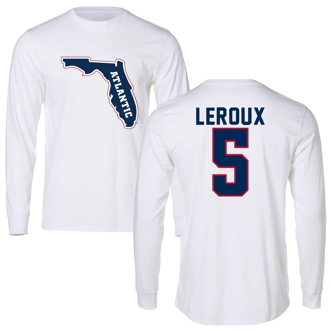 Florida Atlantic University Baseball White Long Sleeve - #5 Brando Leroux