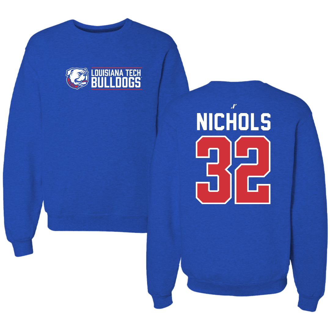 Louisiana Tech University Baseball Blue General Crewneck - #32 Luke Nichols