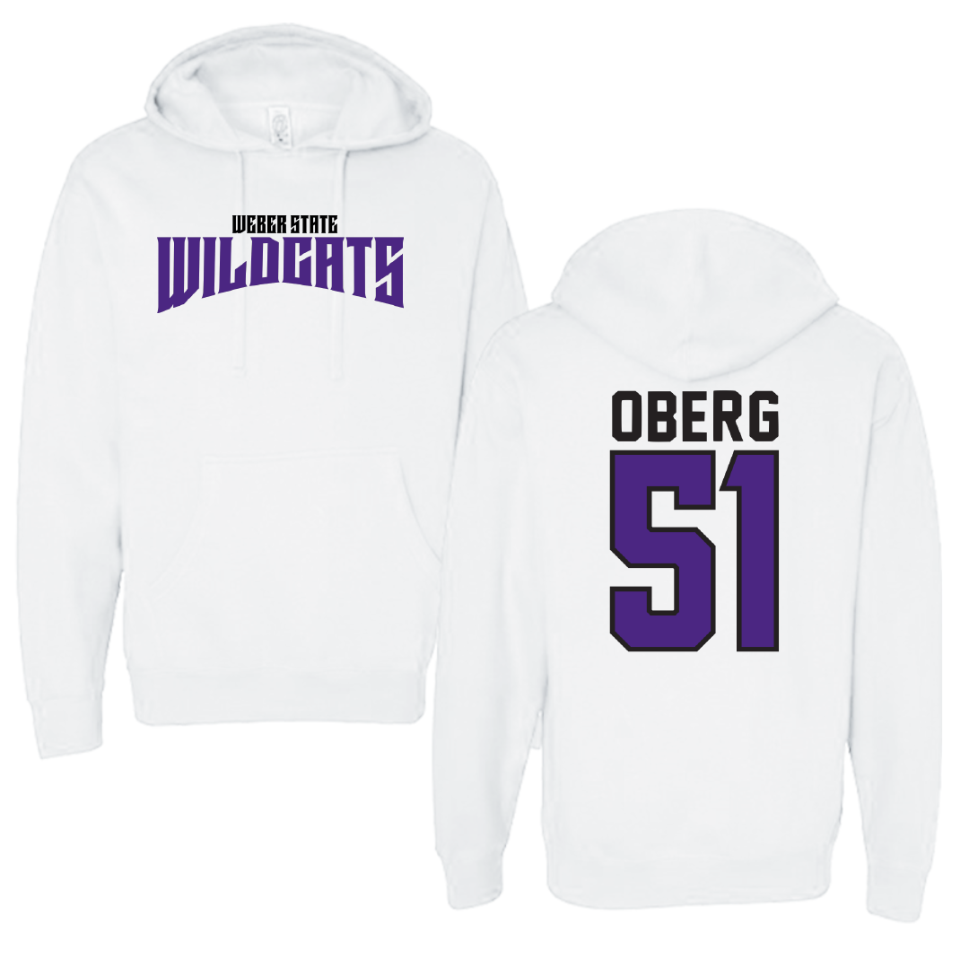 Weber State University Football White Classic Hoodie - #51 Ashden Oberg