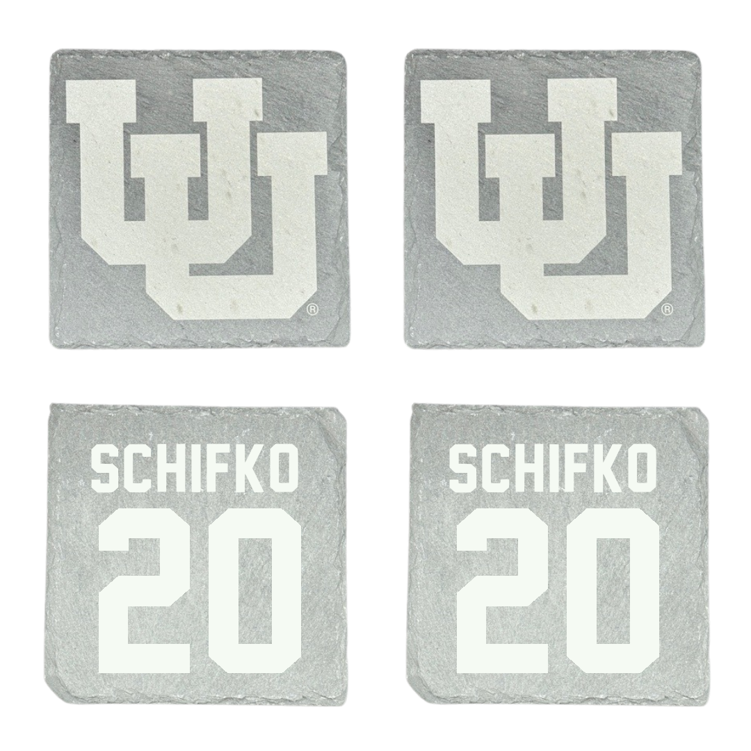 University of Utah Lacrosse Stone Coaster (4 Pack)  - #20 Tyler Schifko