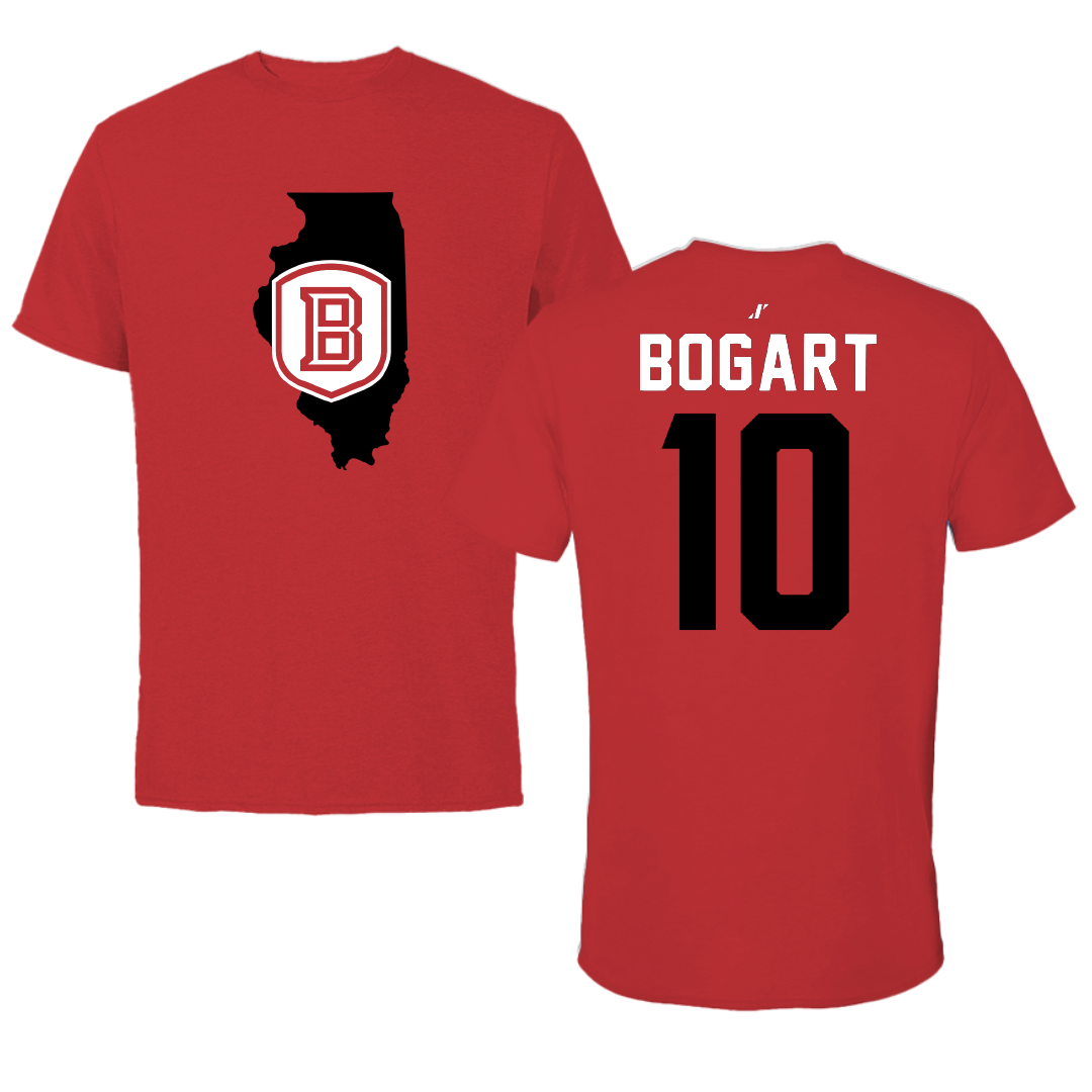 Bradley University Baseball Red State Tee - #10 JD Bogart