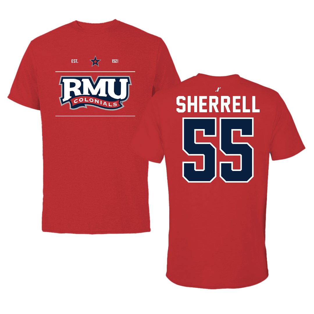 Robert Morris University Football Red General Performance Tee - #55 Tayvon Sherrell