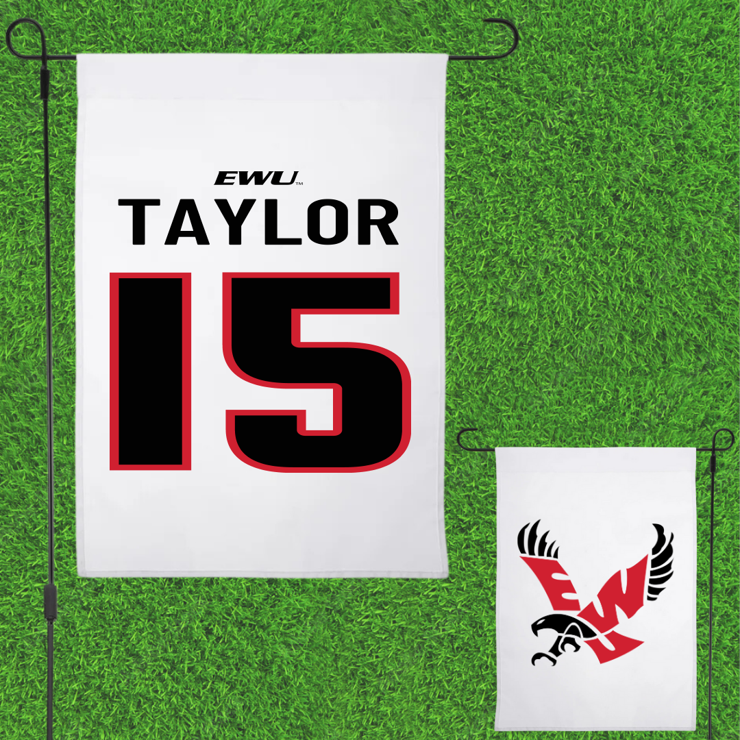 Eastern Washington University Football White Garden Flag - #15 Jared Taylor
