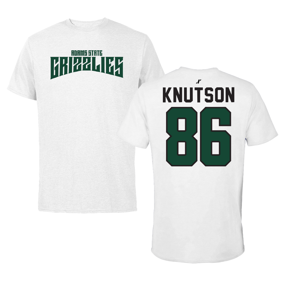 Adams State University Football White Classic Tee - #86 Kelin Knutson