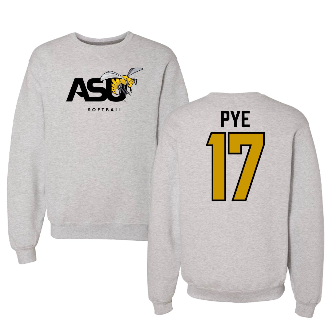 Alabama State University Softball Light Gray Crewneck - #17 Ashley Pye