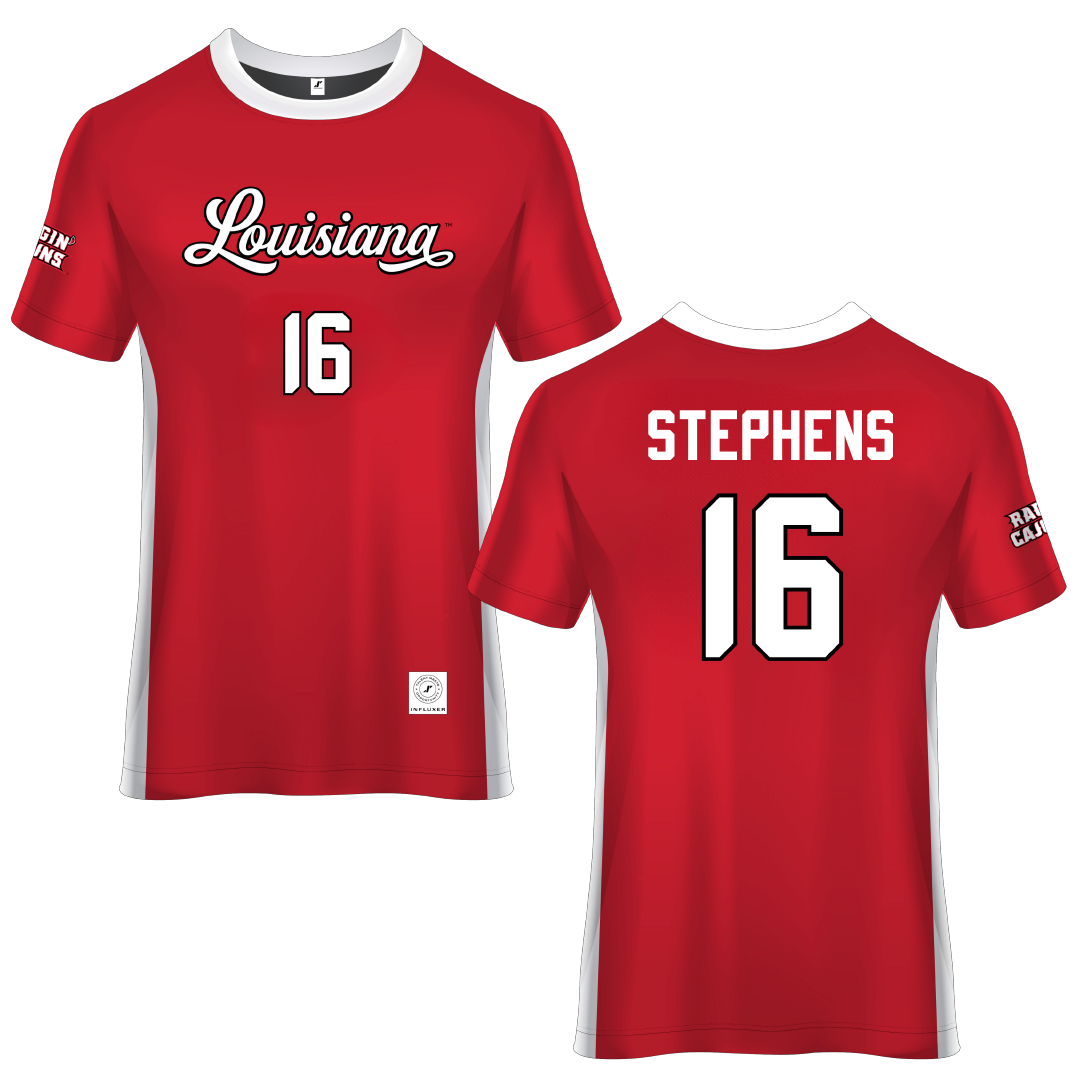 University of Louisiana at Lafayette Red Soccer Jersey - #16 Sisley Stephens