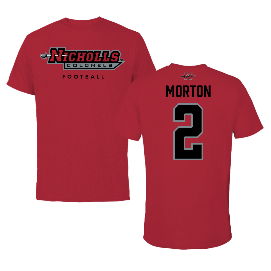Nicholls State University Football Red Performance Tee - #2 Tyler Morton
