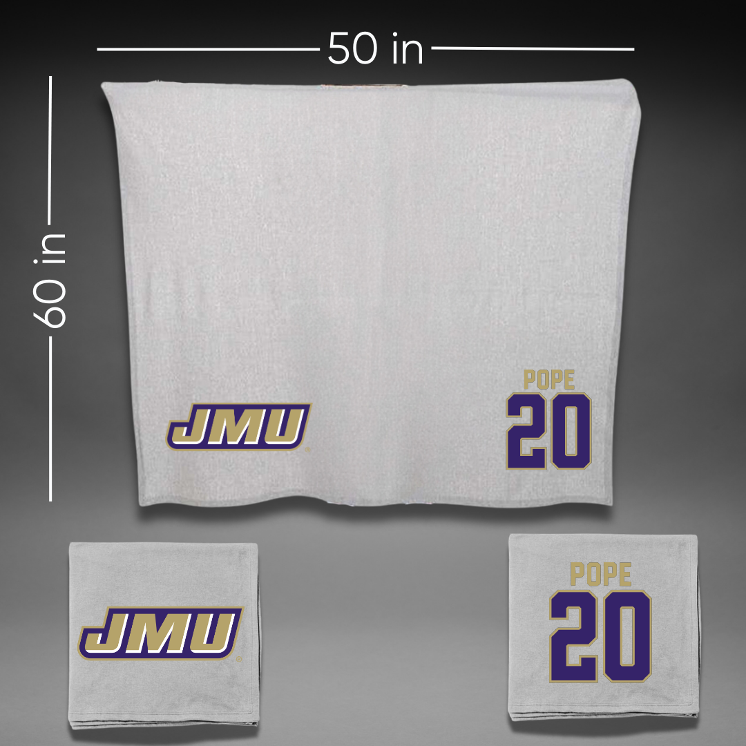 James Madison University Basketball Gray Blanket - #20 Jarrell Pope