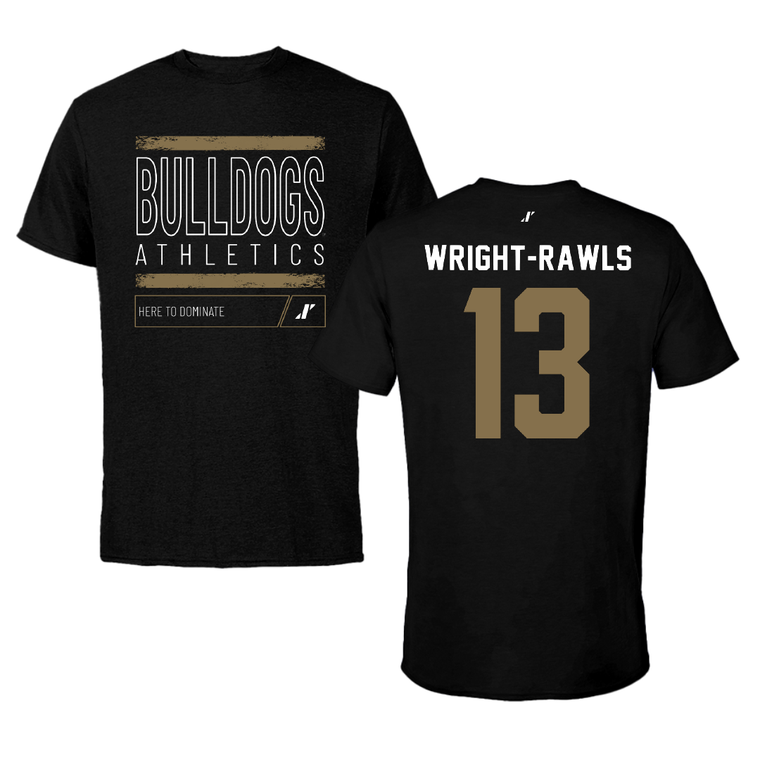 Bryant University Football Black Dominate Performance Tee - #13 Taylor Wright-Rawls