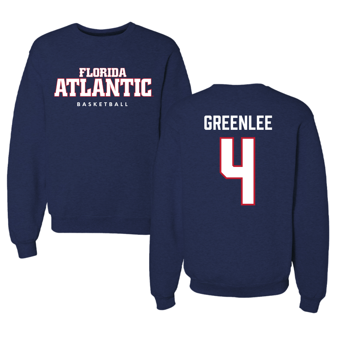 Florida Atlantic University Basketball Navy Crewneck - #4 Bryan Greenlee