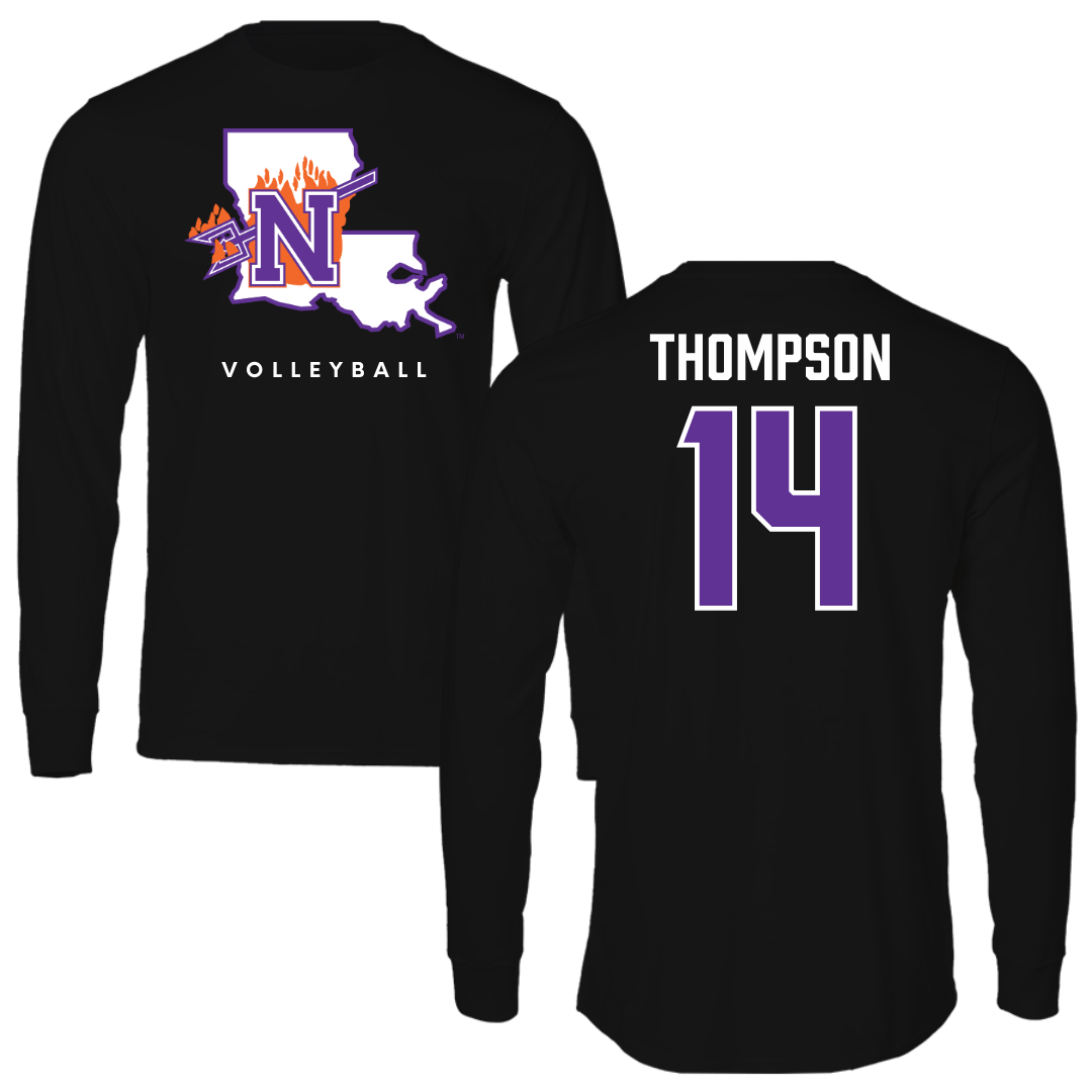 Northwestern State University Volleyball Black Block Performance Long Sleeve - #14 Reaghan Thompson