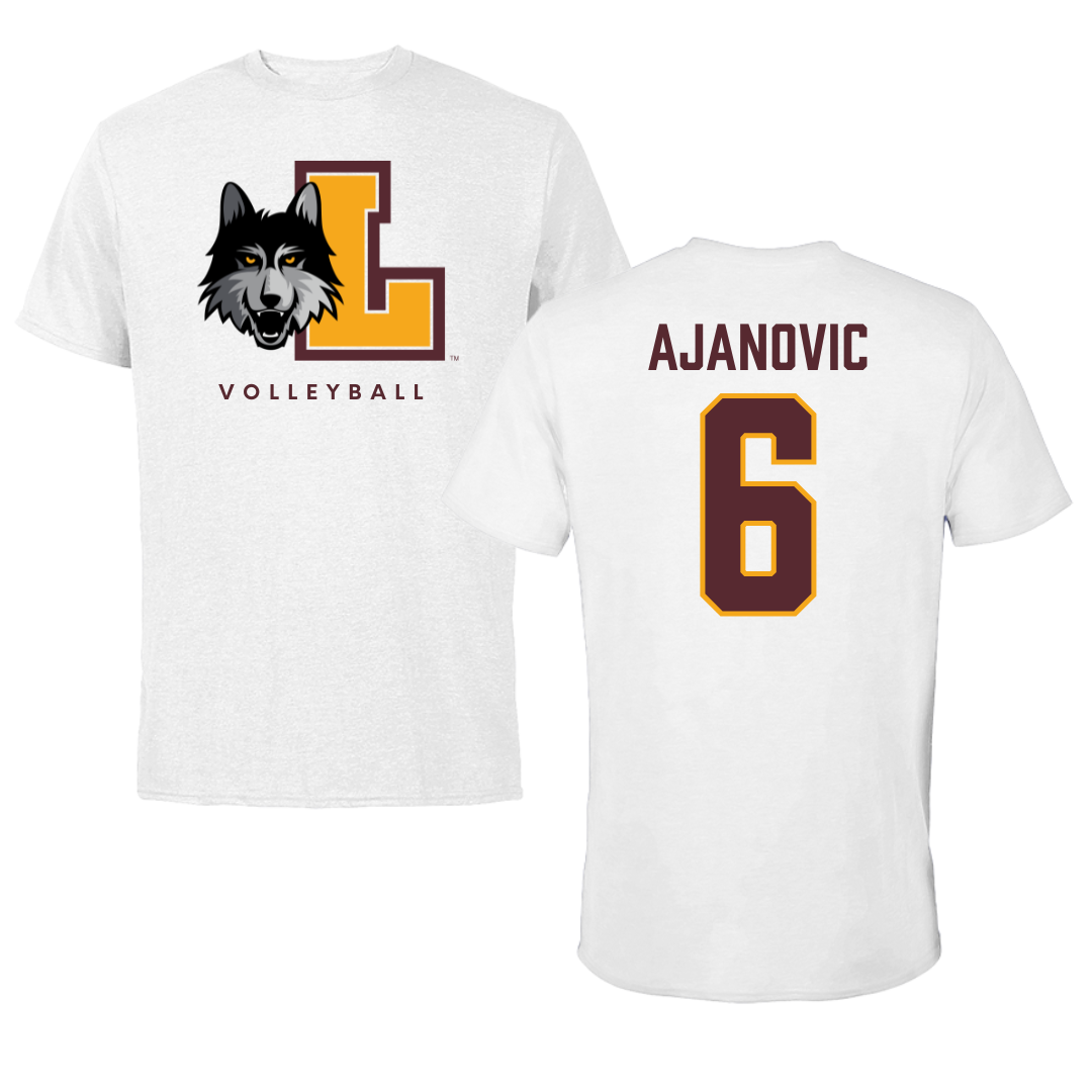 Loyola University-Chicago Volleyball White Performance Tee - #6 Esma Ajanovic
