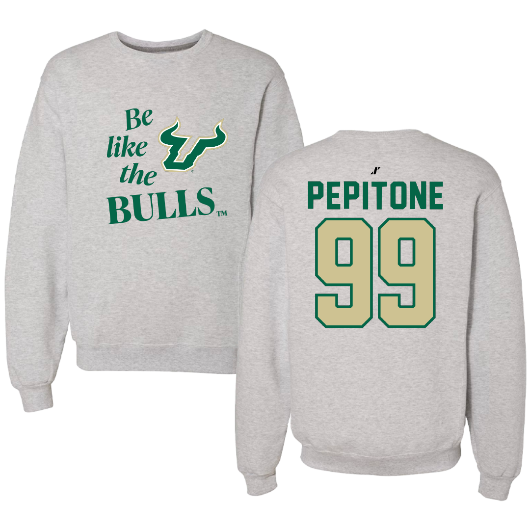 University of South Florida Softball Light Gray Be Like Us Crewneck - #99 Alicea Pepitone